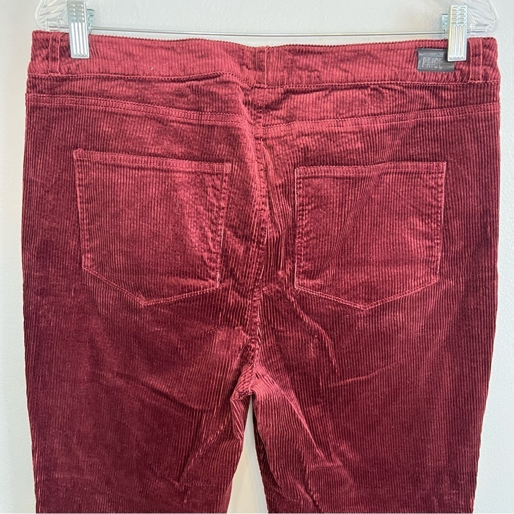 PAIGE Hoxton Ankle Corduroy Skinny Jeans Burgundy Women's Size 32 Office - Picture 10 of 11